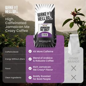 Wake The Hell Up! med-dark roast bag highlights balanced intensity for everyday mornings.