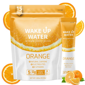 Wake Up Water orange packet – convenient energy and hydration on the go.