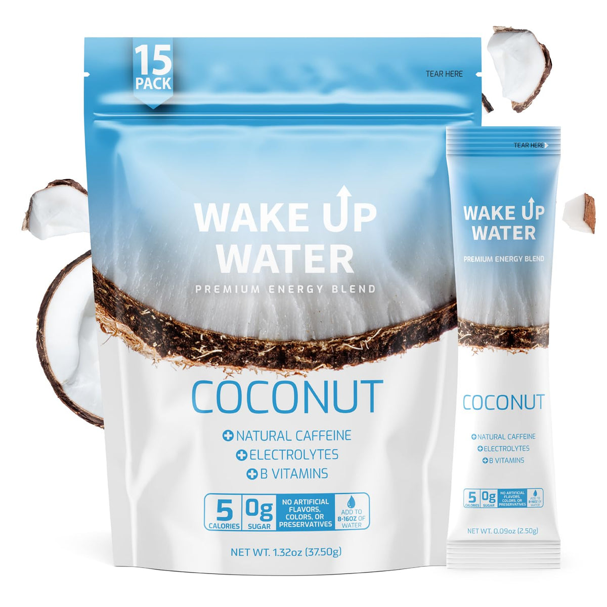 Wake Up Water travel pack on-the-go use for quick hydration anywhere.
