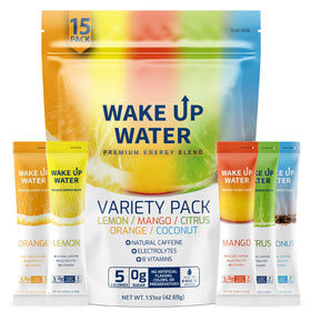 Wake Up Water travel-size packets for on-the-go hydration.