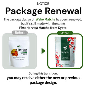 Wako Matcha ceremonial-grade powder showcases vibrant green color and pure origin.