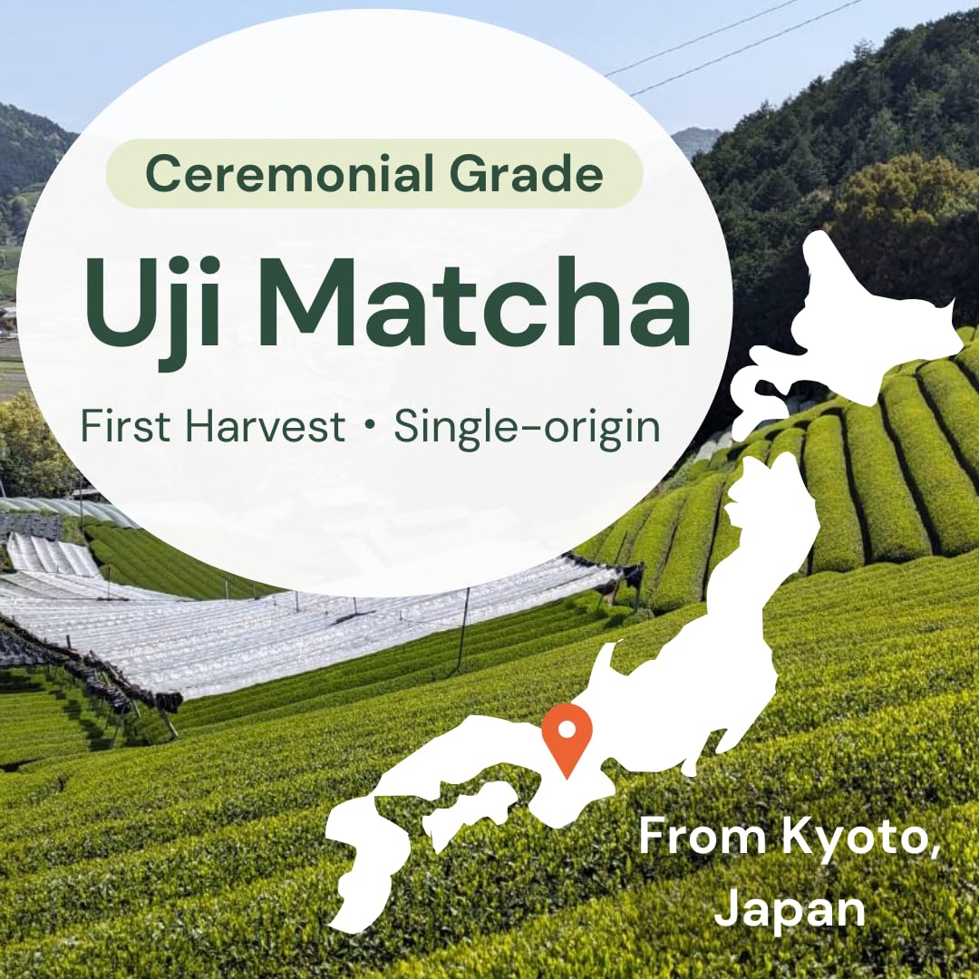 Wako Matcha first-harvest leaves emphasize traditional sourcing from Uji tea masters.
