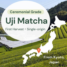 Wako Matcha first-harvest leaves emphasize traditional sourcing from Uji tea masters.