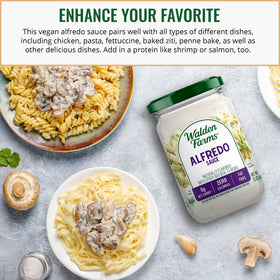 Walden Farms Alfredo sauce on plate, rich flavor with no sugar
