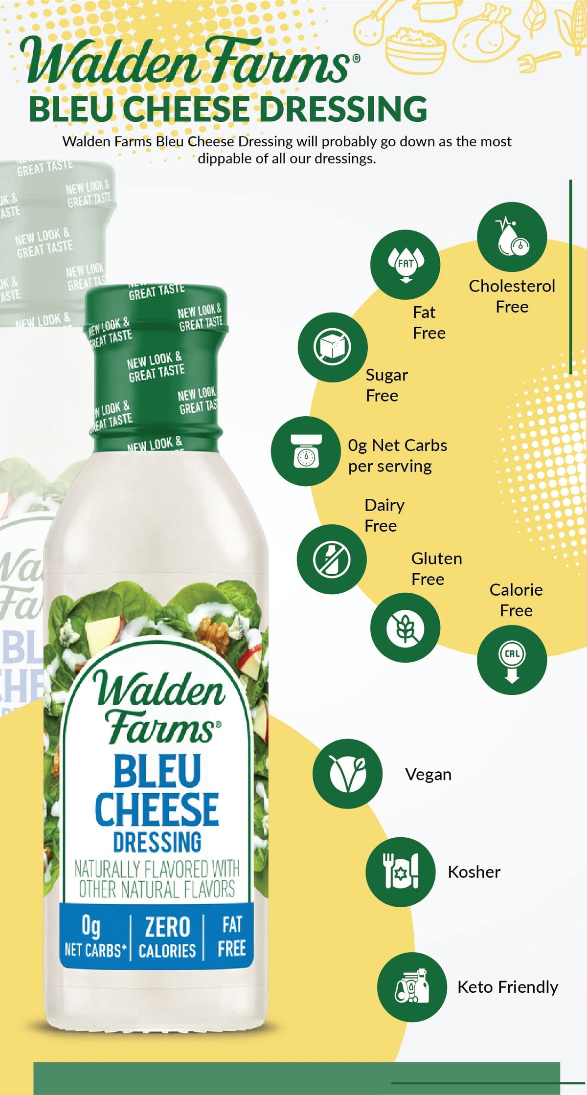 Walden Farms Bleu Cheese Dressing drizzle over a wrap and greens.