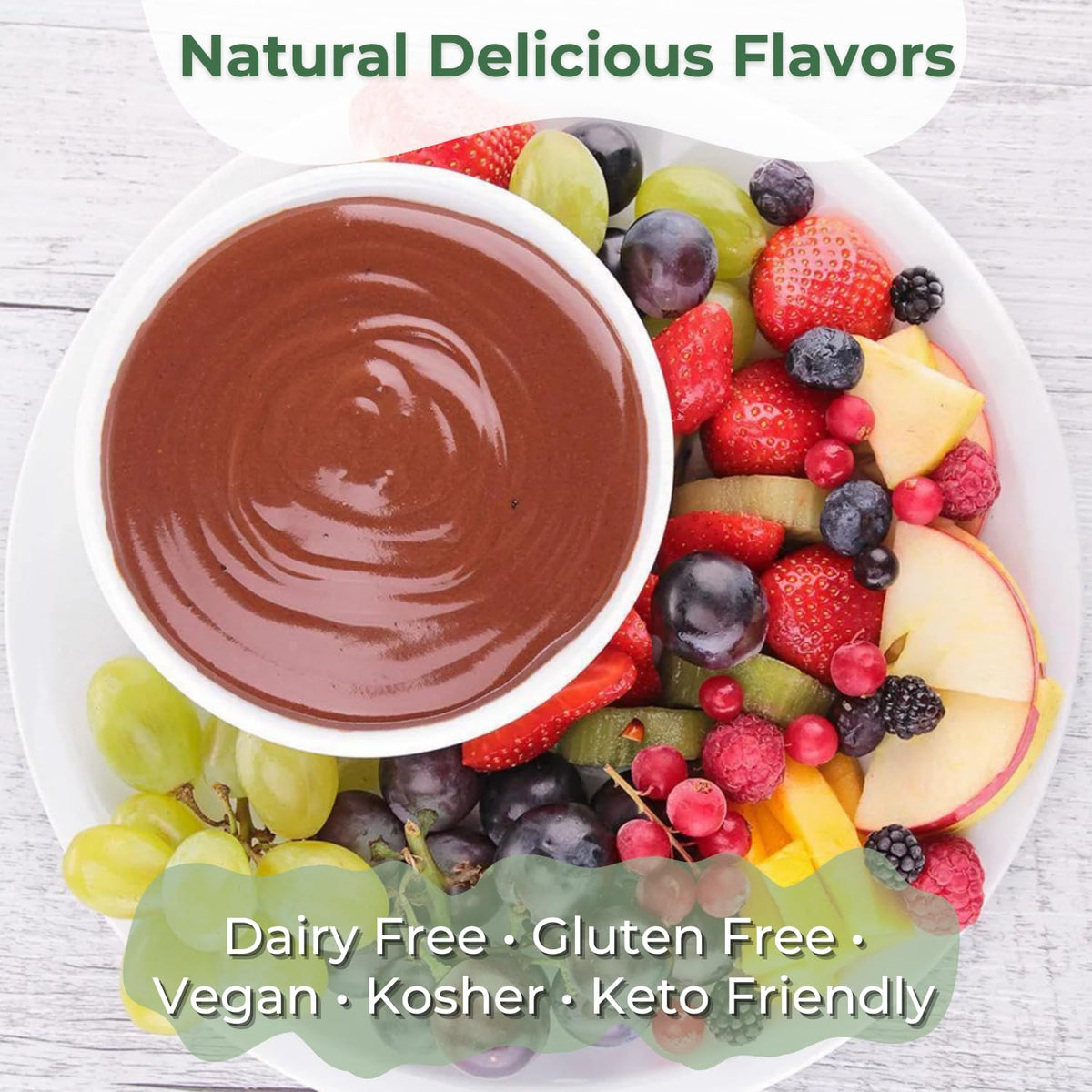 Walden Farms Caramel Dessert Dip as a versatile zero-calorie dessert topper.
