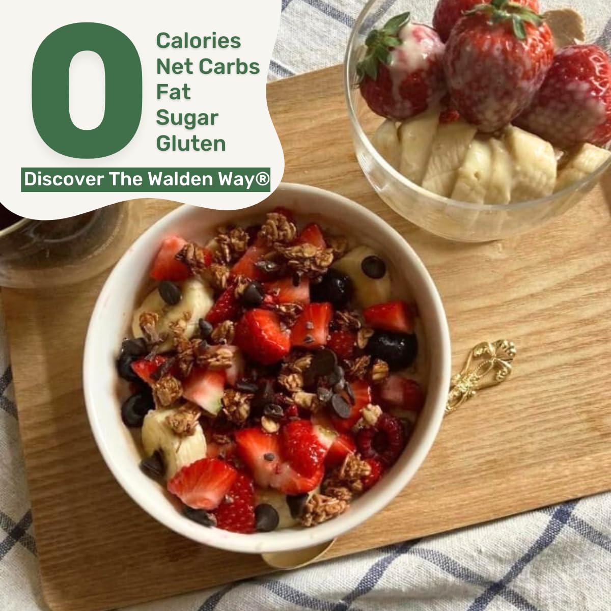 Walden Farms Caramel Dessert Dip drizzled on ice cream as a sugar-free topping.