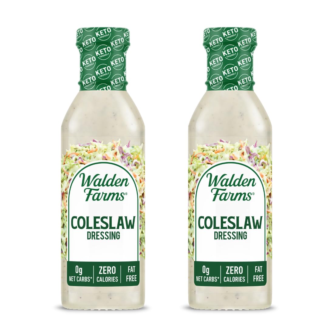 Walden Farms Coleslaw Dressing 2-pack bottles, zero calories for salads.