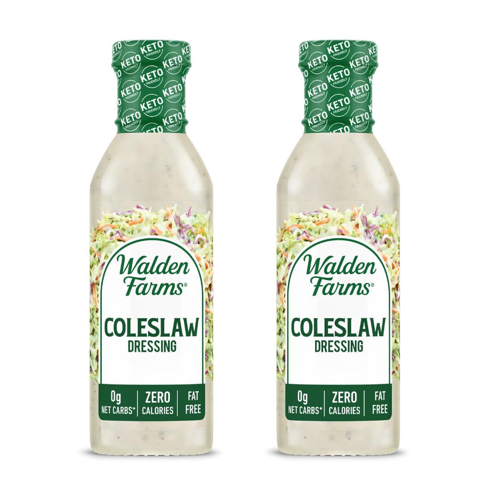Walden Farms Coleslaw Dressing 2-pack bottles, zero calories for salads.
