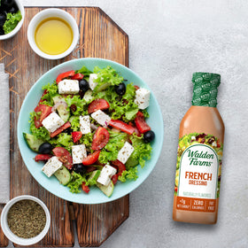 Walden Farms French Dressing on kitchen counter for keto-friendly meal planning