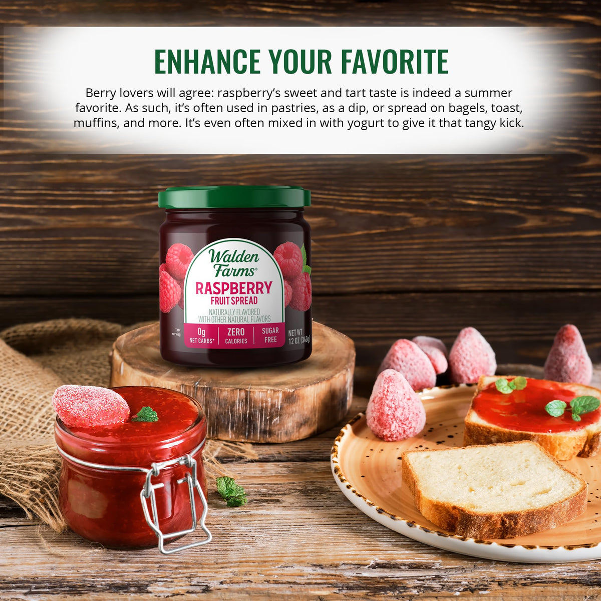 Close-up of Walden Farms fruit spread jar texture