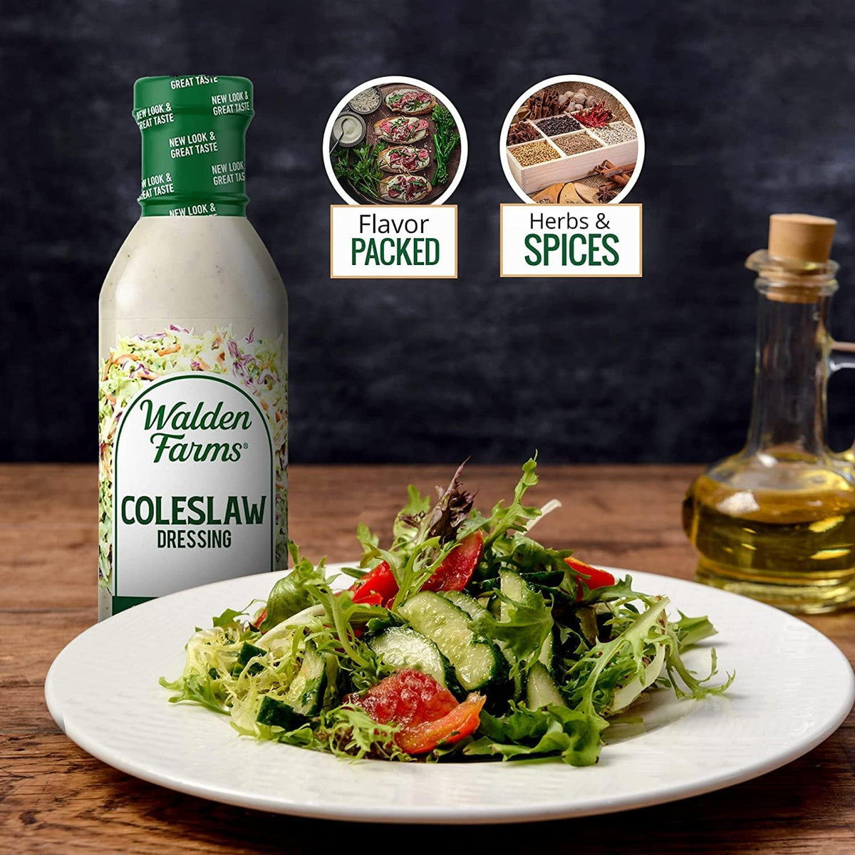 Walden Farms Gluten-free Coleslaw Dressing bottle suitable for varied diets.
