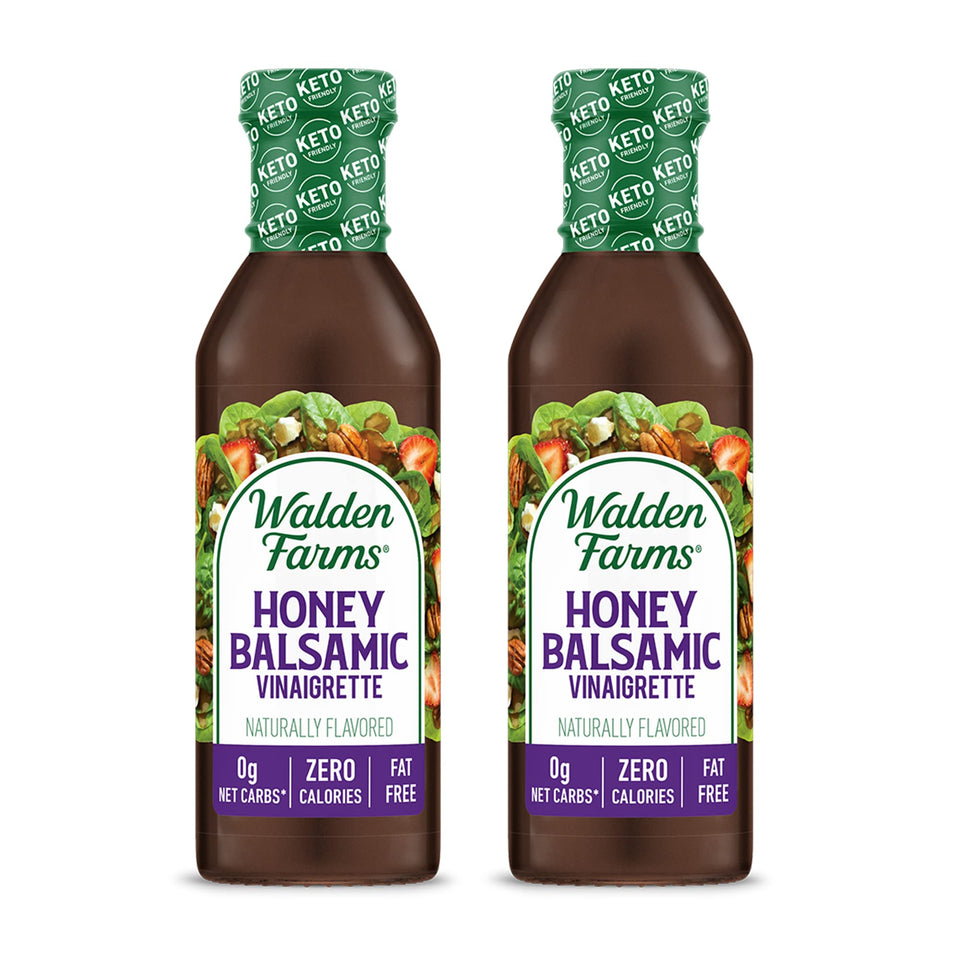 Walden Farms Honey Balsamic Vinaigrette bottle front for calorie-free flavor.