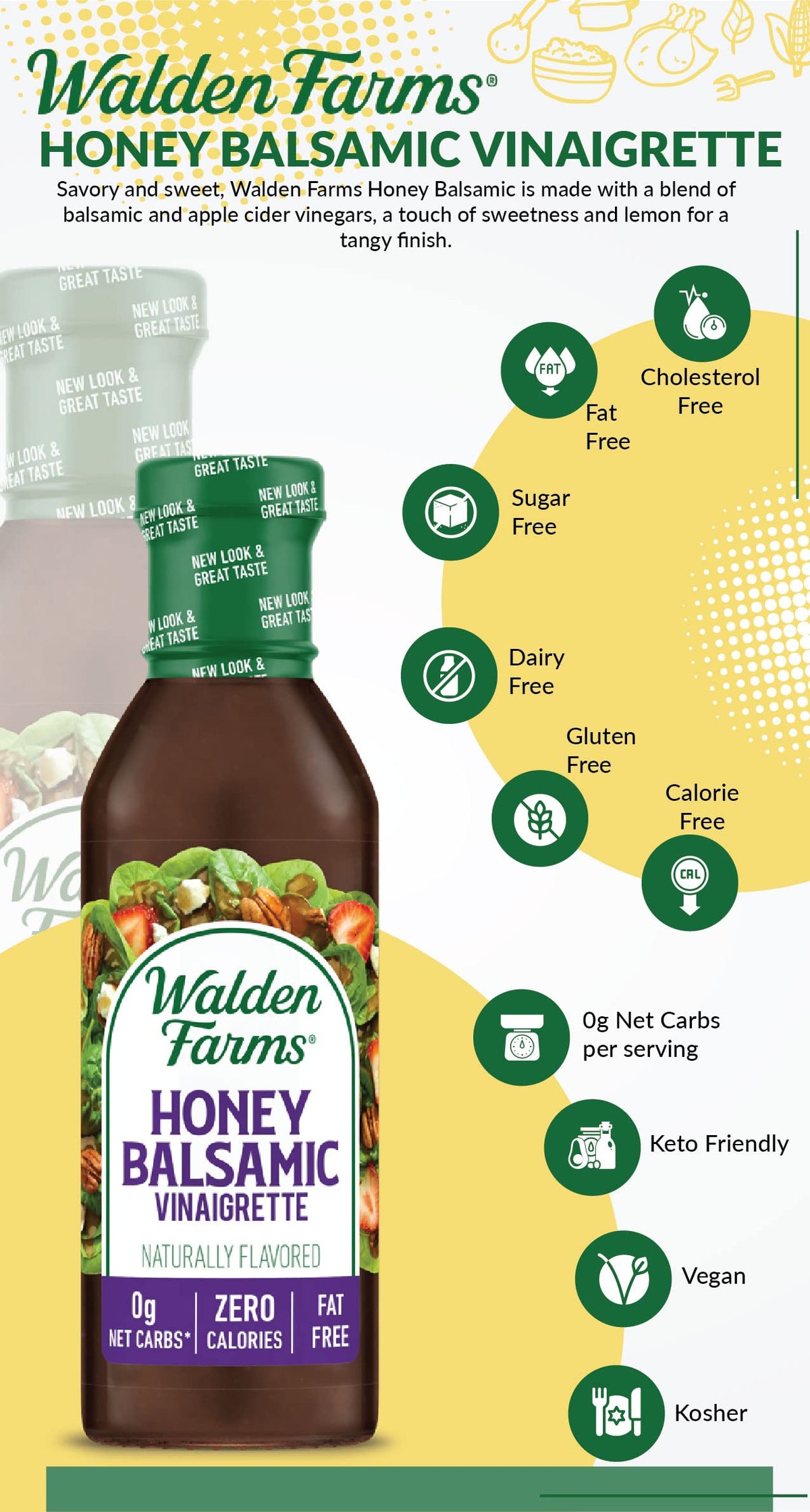 Aromas of balsamic, honey, and herbs in Walden Farms dressing.