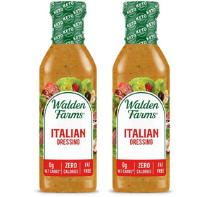 Walden Farms Italian Dressing bottle front highlights zero calories for lighter salads.
