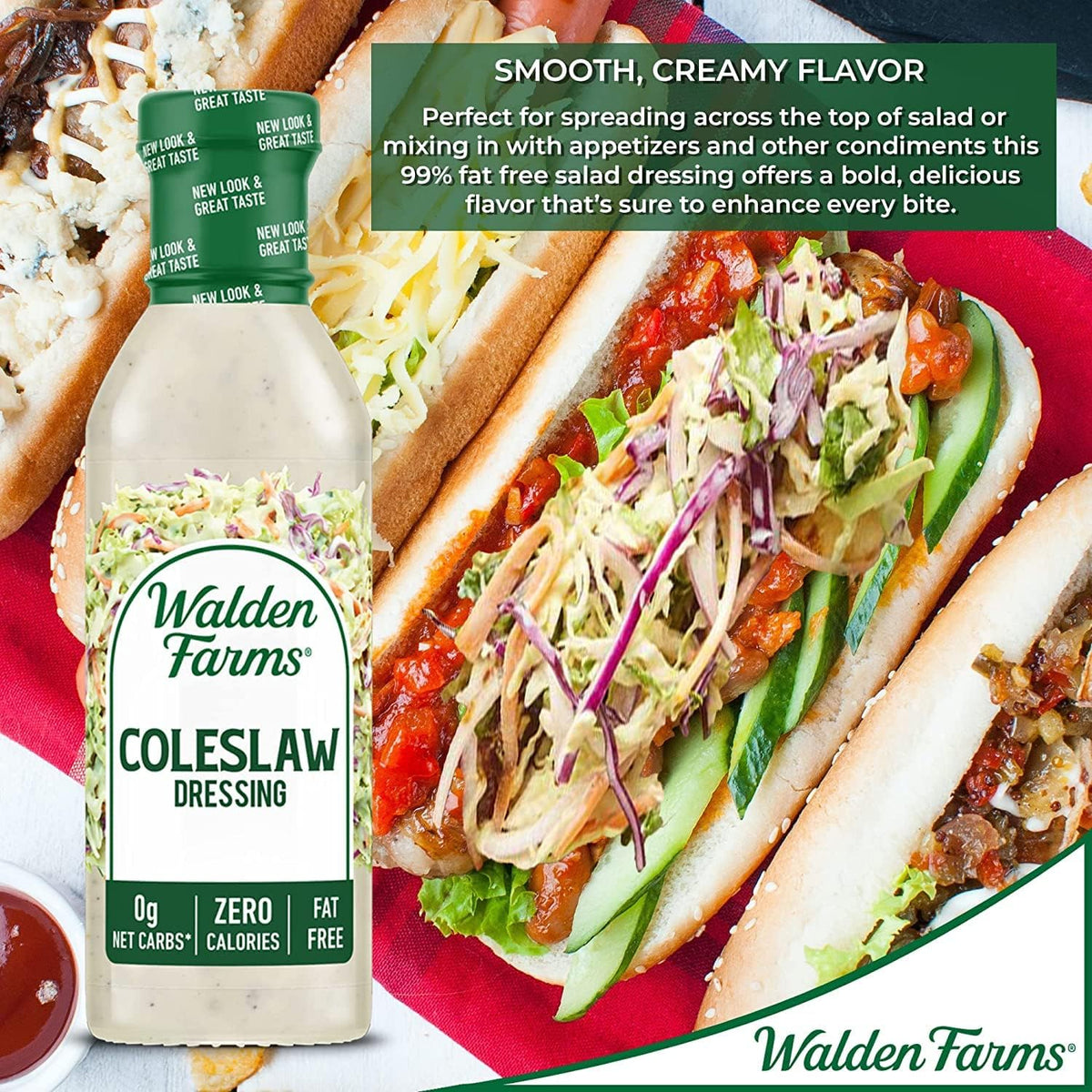 Walden Farms Keto-friendly Coleslaw Dressing bottle for low-carb meals.