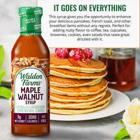 Walden Farms Maple Walnut Syrup as dessert topping, pairs well with fruit and frozen treats.