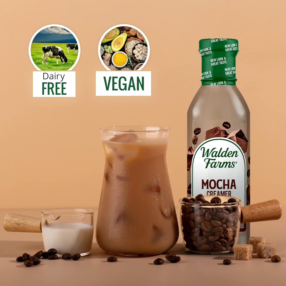 Walden Farms 6-pack display highlighting zero calories and sugar-free mocha option