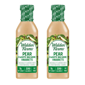 Walden Farms Pear White Balsamic Vinaigrette bottle front view, calorie-free flavor