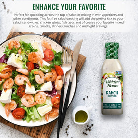Walden Farms Ranch Dressing on a vibrant salad bowl, bold flavor without calories