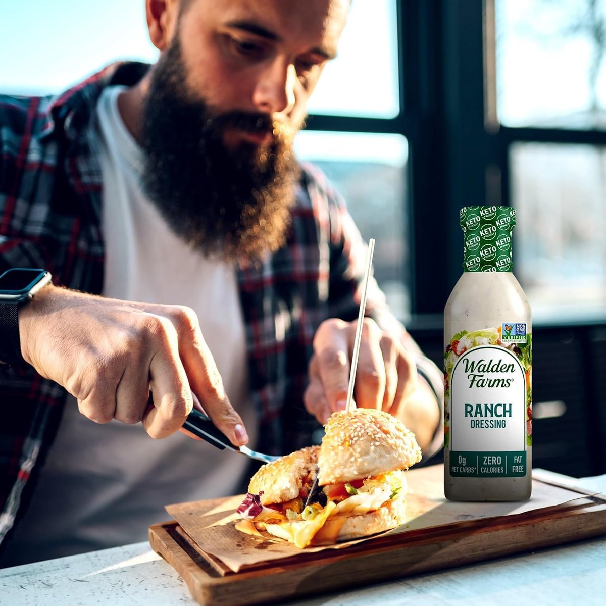 Walden Farms Ranch Dressing packaging highlights vegan and gluten-free credentials