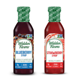 Walden Farms Blueberry Syrup bottle with zero calories for guilt-free topping