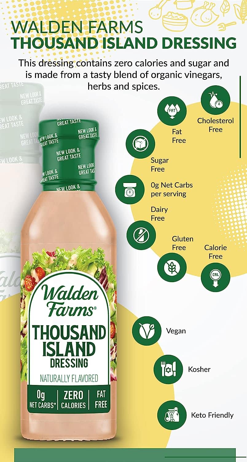 Drizzling Walden Farms Thousand Island on a burger for flavor