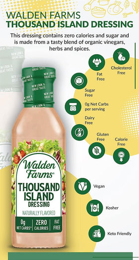 Drizzling Walden Farms Thousand Island on a burger for flavor