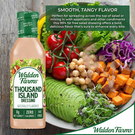 Close-up of Walden Farms Thousand Island dressing texture, smooth and creamy