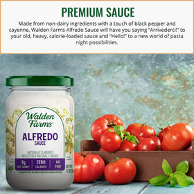 Walden Farms Garlic Herb on a pasta dish suggests quick, flavorful weeknights.
