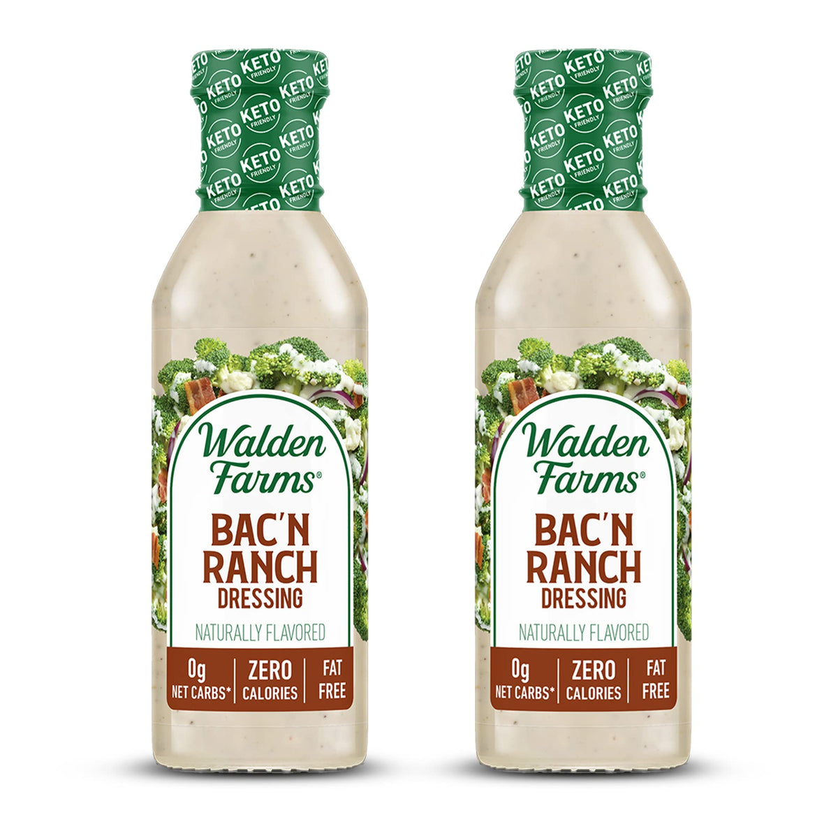 Walden Farms Bac’n Ranch Dressing bottle front – zero calories and bold smoky flavor.