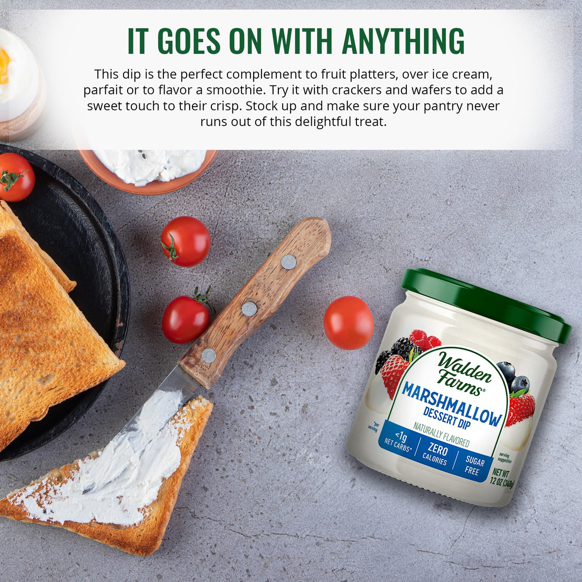 Walden Farms Dessert Dip Marshmallow drizzle—glaze over yogurt for a light treat