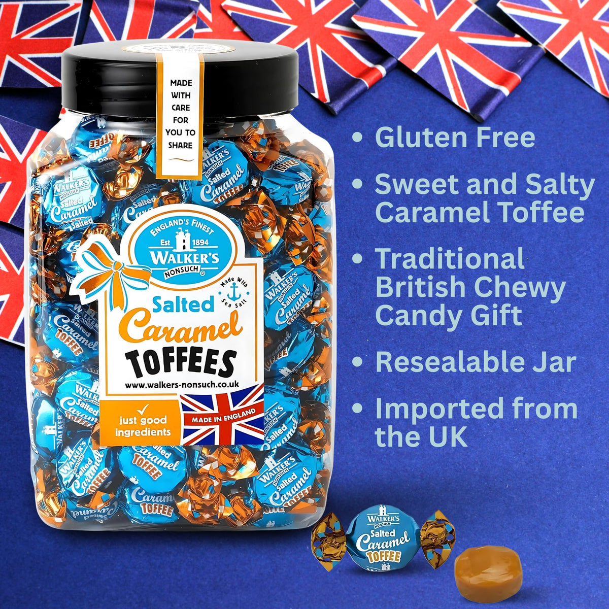 Gift-ready packaging features Walkers Nonsuch toffees, perfect for celebrations.
