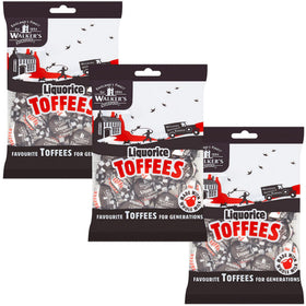 Walkers' Nonsuch liquorice toffees bag front, authentic British candy for gifting.