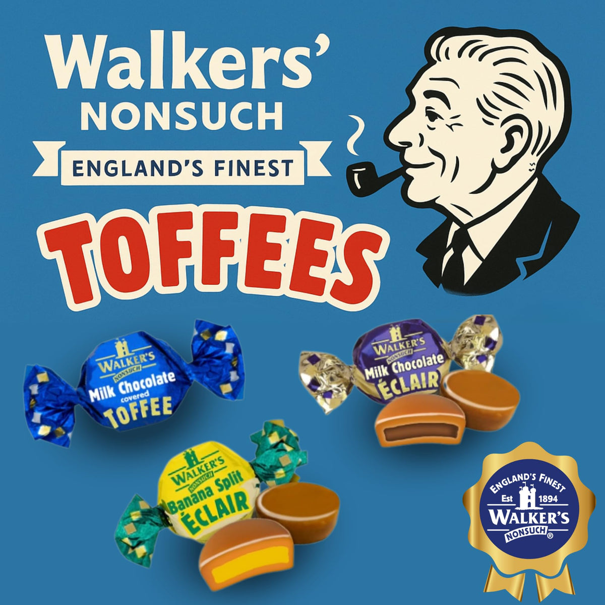 Walkers' Nonsuch Made in UK label, authentic English confectionery.
