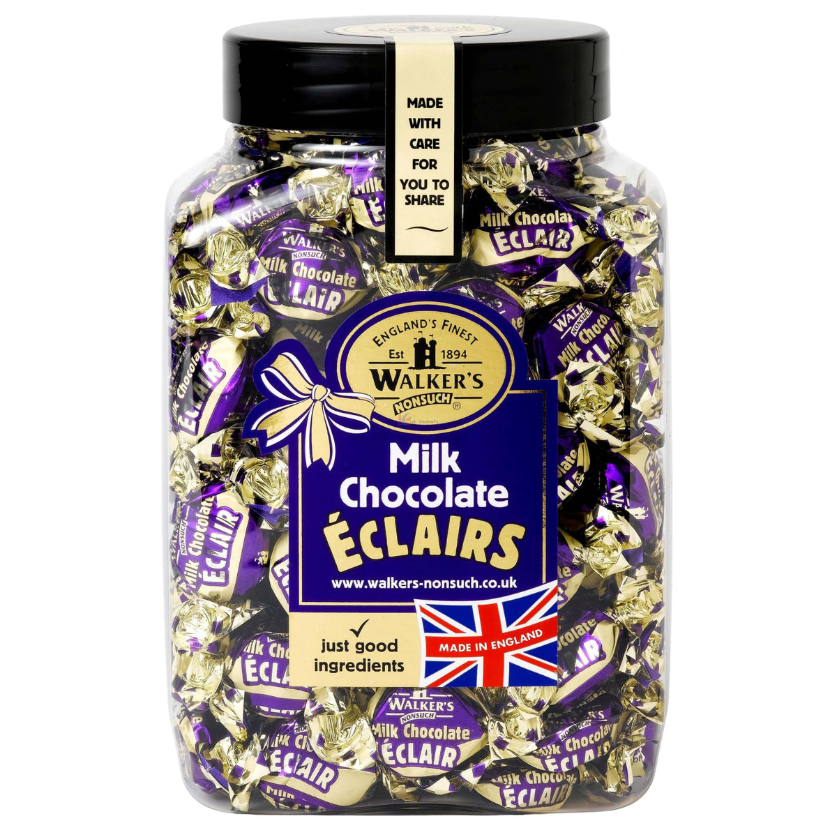 Walkers Nonsuch toffee eclairs jar front, classic British candy gift idea.