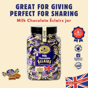 Walkers Nonsuch toffee eclairs jar seal open, convenient party snack option.