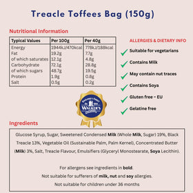 Walkers' Nonsuch Treacle Toffees bag opened, chewy toffee texture in each bite