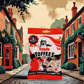 Walkers' Nonsuch Treacle Toffees ingredients label, gluten-free and vegetarian friendly