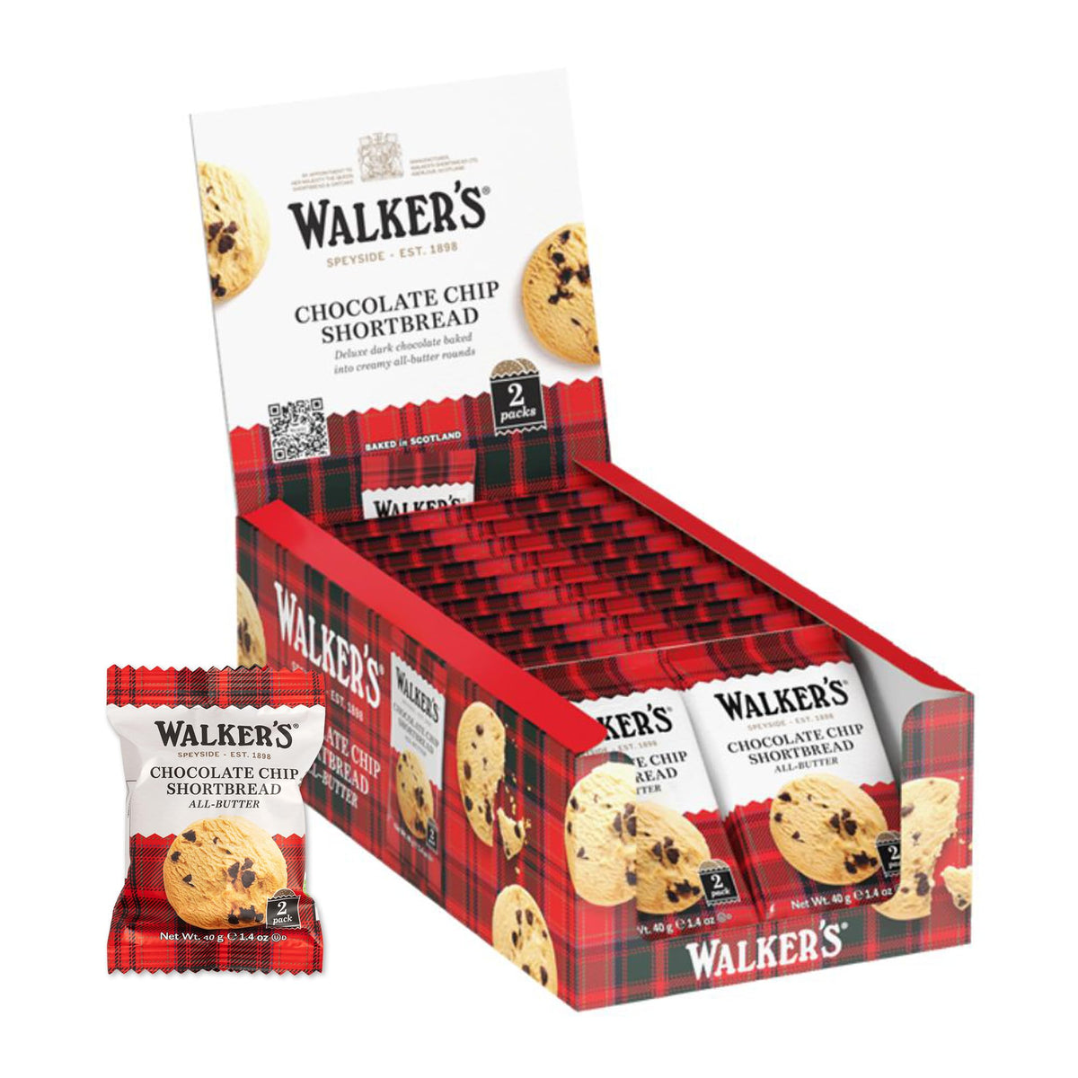 Walker's Shortbread Chocolate Chip Cookies in a 2-pack, ideal for tea breaks.