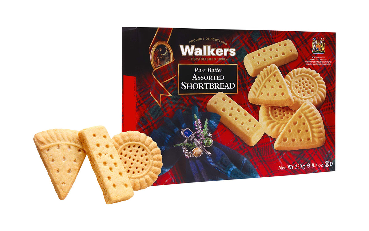 Walker's Shortbread fingers cookies arranged neatly for a classic snack with coffee