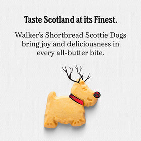 Walker's Shortbread ingredients card highlights butter, flour, sugar, salt, simple recipe.