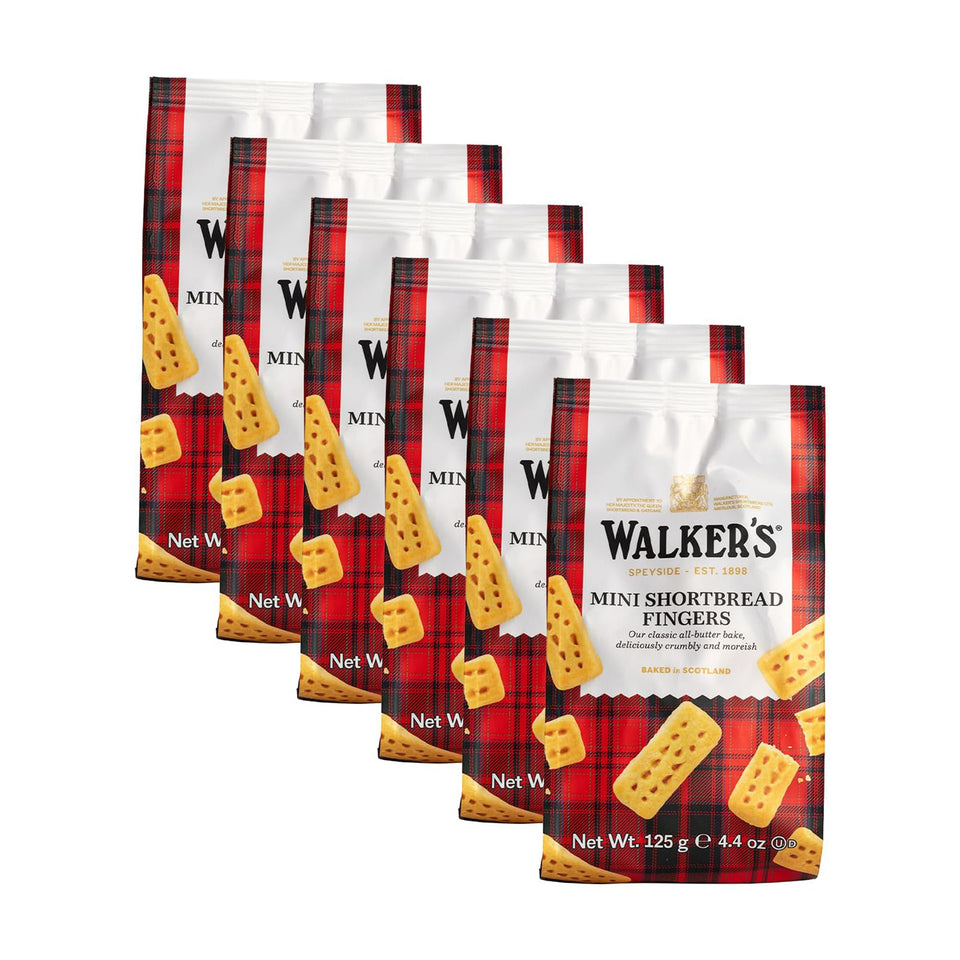 Walker's Shortbread Mini Fingers front view—rich buttery aroma, ideal with tea.