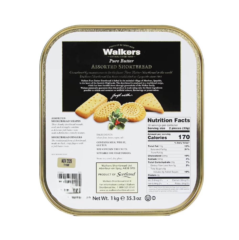 Walkers shortbread rounds displayed with butter-rich texture for gifting.