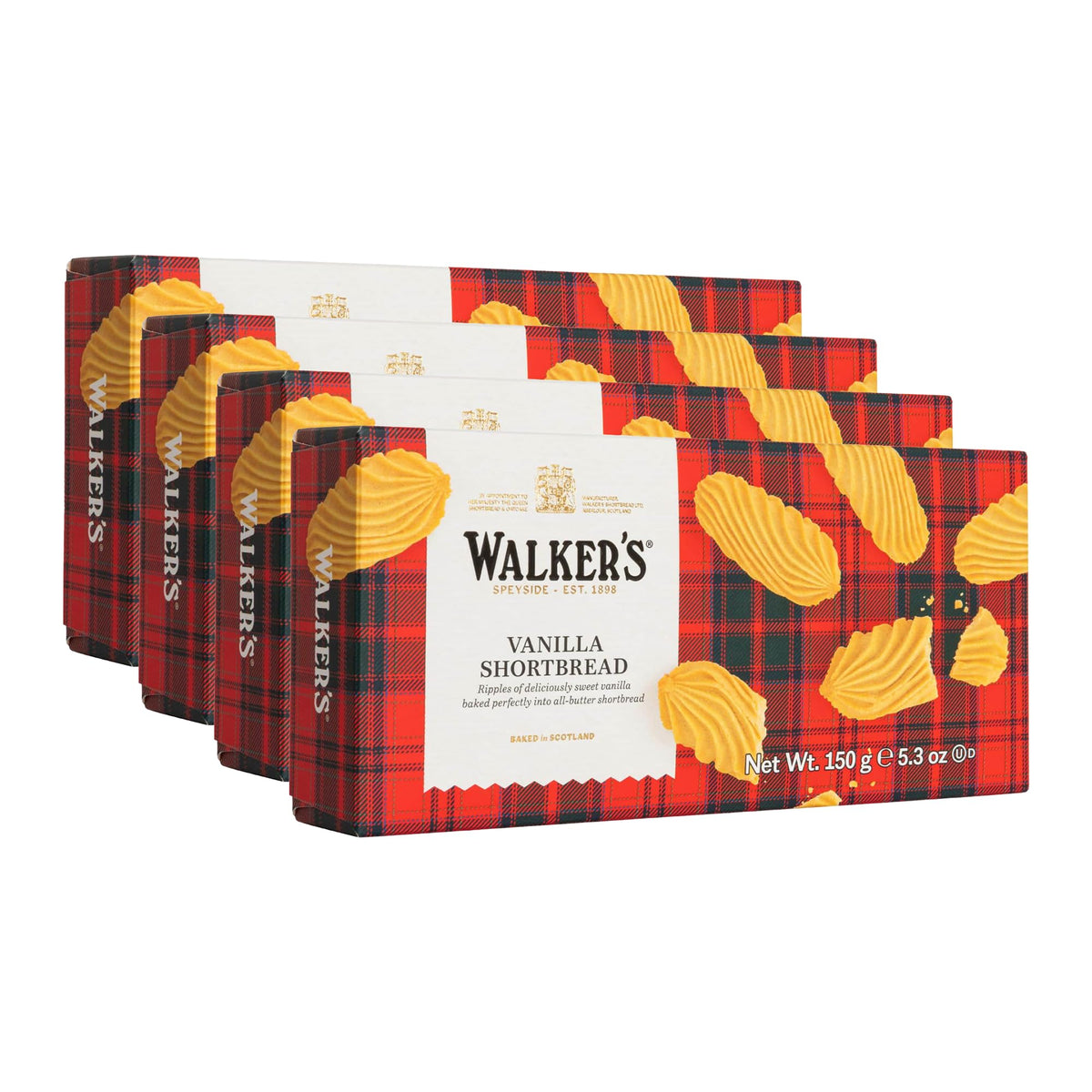 Walker’s Shortbread Vanilla Cookies box front, premium butter cookies for tea time
