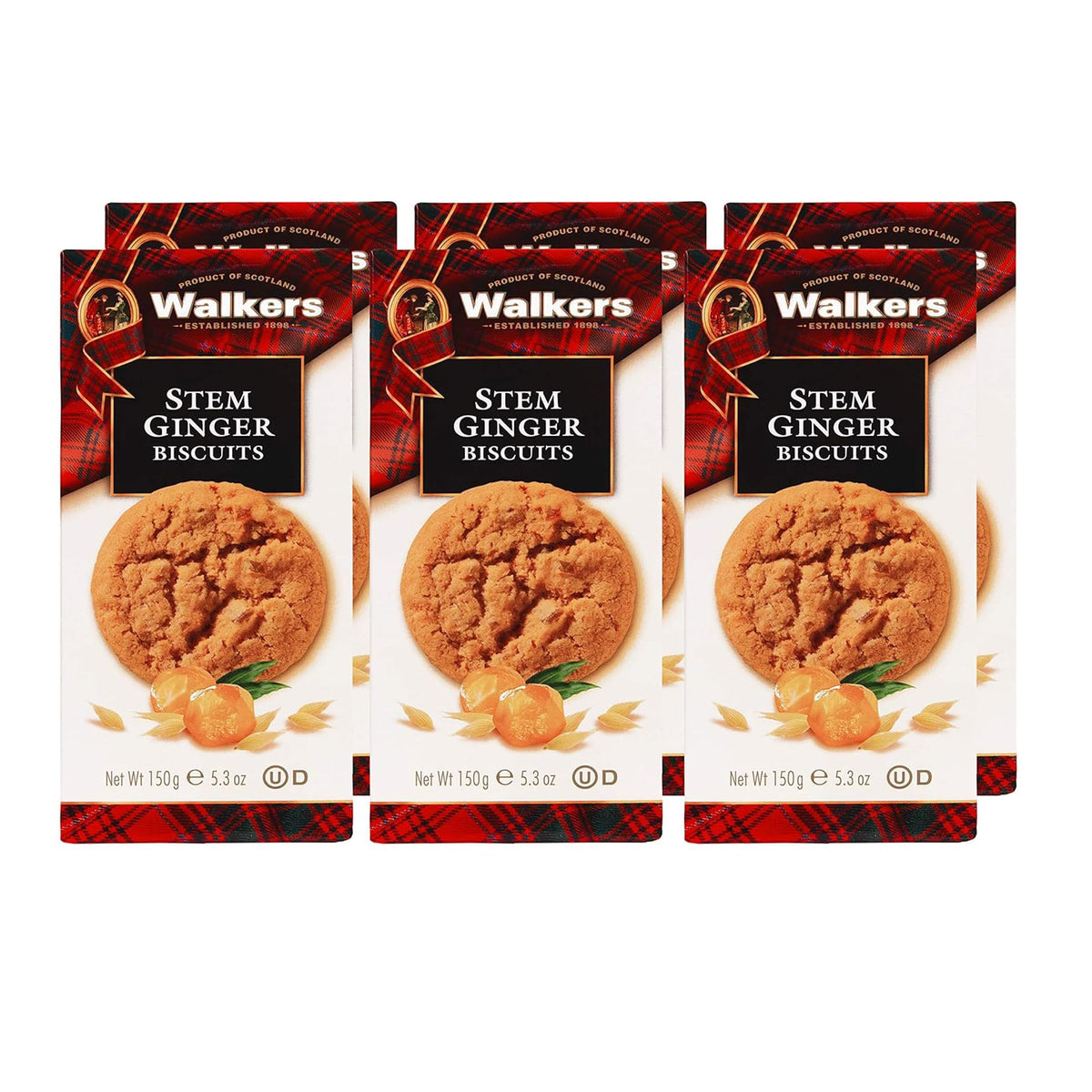 Walker's Stem Ginger Biscuits: crisp rounds with real stem ginger for dunking and snacking