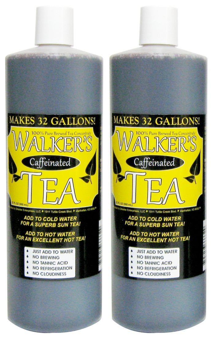 Walker's Tea Liquid Concentrate pour scene highlights a quick caffeine boost.
