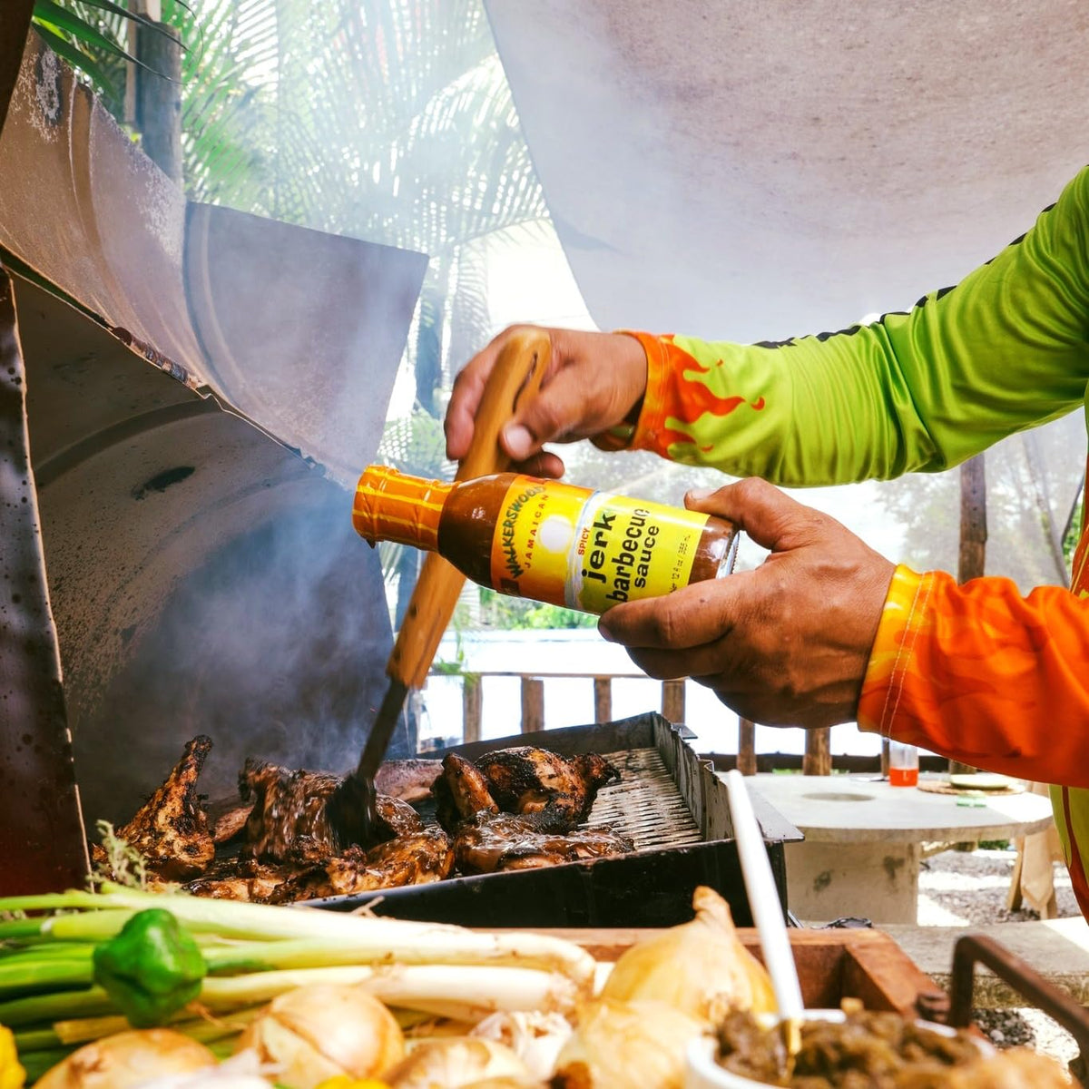 Walkerswood Jerk Marinade bottle, perfect for marinating to infuse spicy Jamaican heat