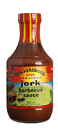 Walkerswoods Jerk BBQ bottle for grilling, smoky and spicy flavor