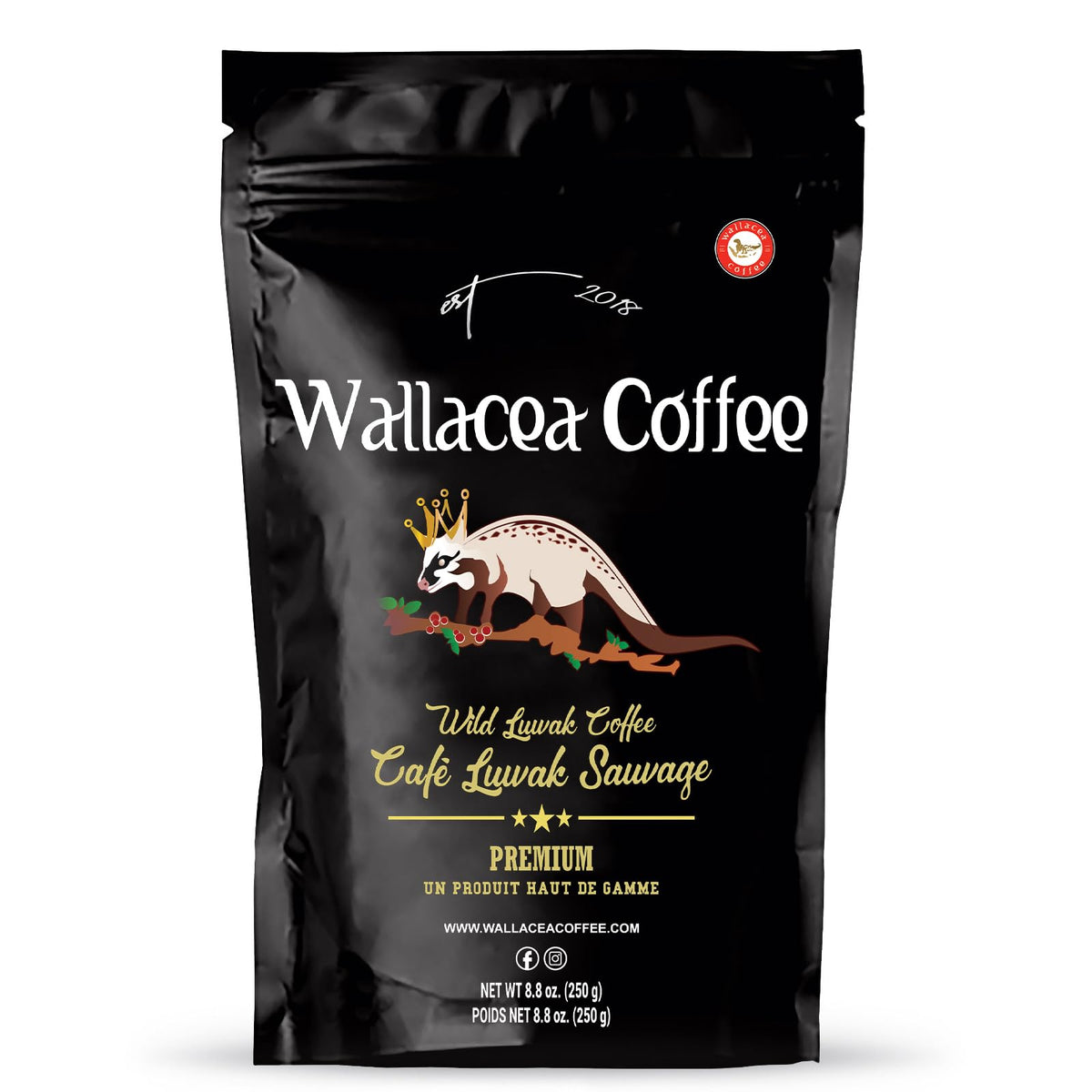 Wallacea Kopi Luwak wild beans ground-ready for a premium aroma